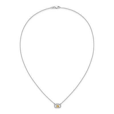 14K White Gold 1/15 ct tw Citrine & Diamond Oval Necklace – view 6