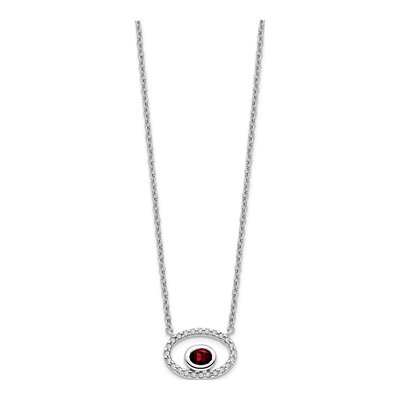 14K White Gold 1/15 ct tw Garnet & Diamond Oval Necklace – view 2