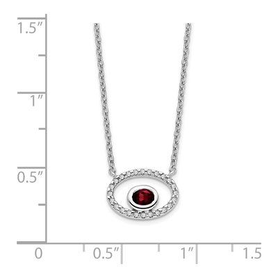 14K White Gold 1/15 ct tw Garnet & Diamond Oval Necklace – view 3