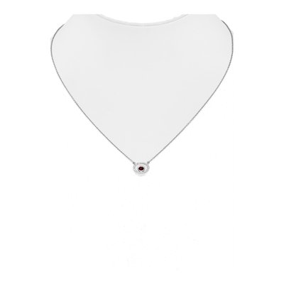 14K White Gold 1/15 ct tw Garnet & Diamond Oval Necklace – view 4