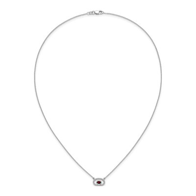 14K White Gold 1/15 ct tw Garnet & Diamond Oval Necklace – view 5