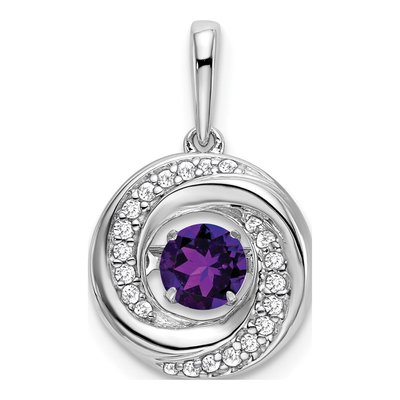 14K White Gold 1/10 ct tw Amethyst & Diamond Moving Pendant