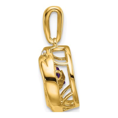14K Yellow Gold 1/10 ct tw Amethyst & Diamond Moving Pendant – view 2