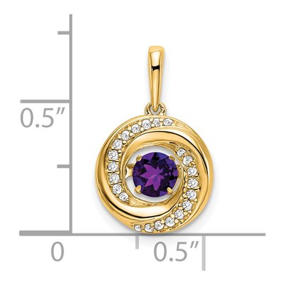 14K Yellow Gold 1/10 ct tw Amethyst & Diamond Moving Pendant – view 3