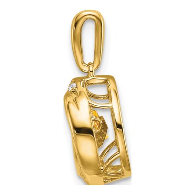 14K Yellow Gold 1/10 ct tw Citrine & Diamond Moving Pendant – view 2