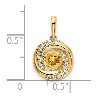 14K Yellow Gold 1/10 ct tw Citrine & Diamond Moving Pendant – view 3