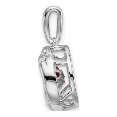 14K White Gold 1/10 ct tw Garnet & Diamond Moving Pendant – view 2