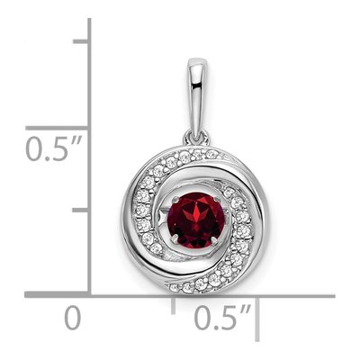 14K White Gold 1/10 ct tw Garnet & Diamond Moving Pendant – view 3