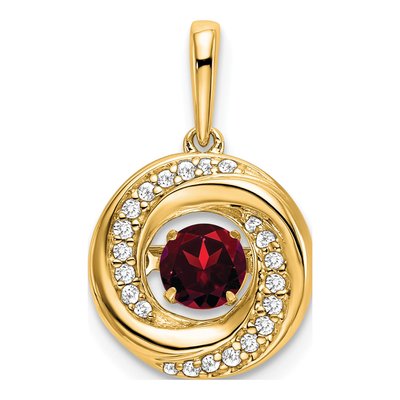 14K Yellow Gold 1/10 ct tw Garnet & Diamond Moving Pendant