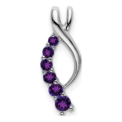 14K White Gold Amethyst Graduated Journey Slide Pendant