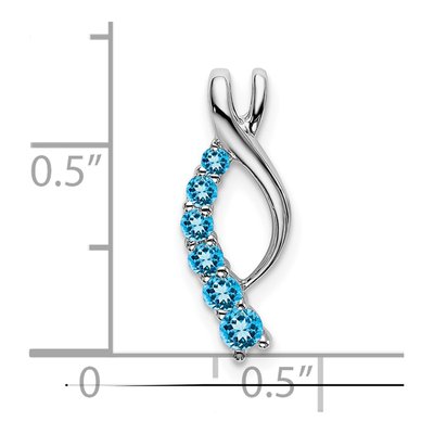 14K White Gold Swiss Blue Topaz Journey Slide Pendant – view 4