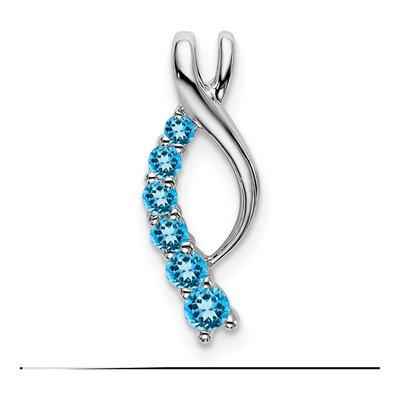 14K White Gold Swiss Blue Topaz Journey Slide Pendant