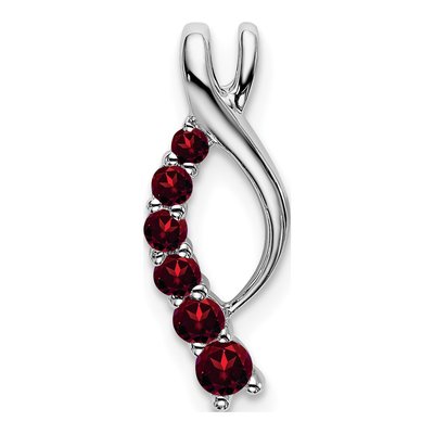 14K White Gold Garnet Graduated Journey Slide Pendant