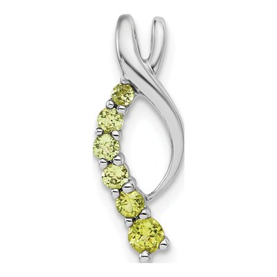 14K White Gold Peridot Graduated Journey Slide Pendant
