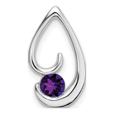 14K White Gold Amethyst Teardrop Slide Pendant