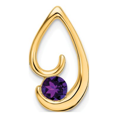 14K Yellow Gold Amethyst Teardrop Slide Pendant