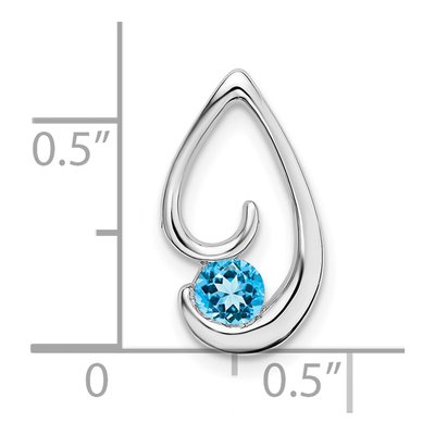 14K White Gold Swiss Blue Topaz Slide Pendant – view 3