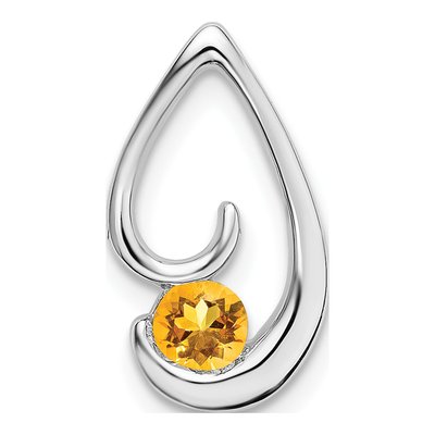 14K White Gold Citrine Teardrop Slide Pendant