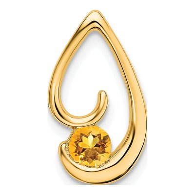 14K Yellow Gold Citrine Teardrop Slide Pendant
