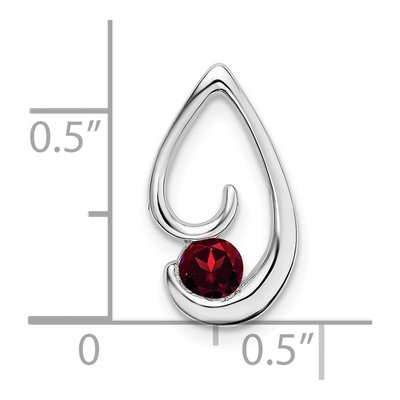 14K White Gold Garnet Teardrop Slide Pendant – view 2
