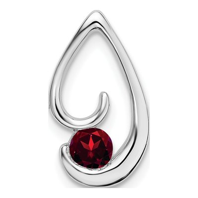14K White Gold Garnet Teardrop Slide Pendant