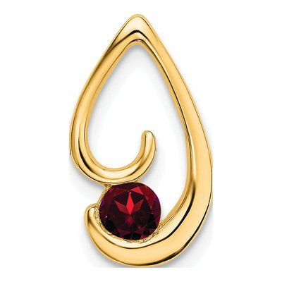 14K Yellow Gold Garnet Teardrop Slide Pendant