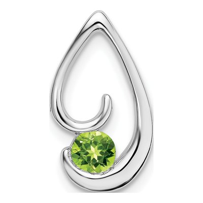 14K White Gold Peridot Teardrop Slide Pendant