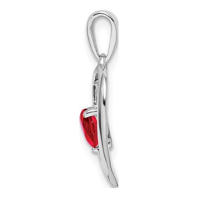 14K White Gold Ruby & Diamond Heart Pendant – view 2