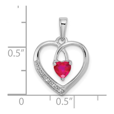 14K White Gold Ruby & Diamond Heart Pendant – view 3