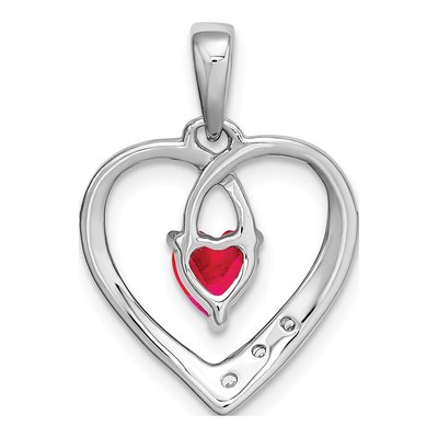 14K White Gold Ruby & Diamond Heart Pendant – view 4
