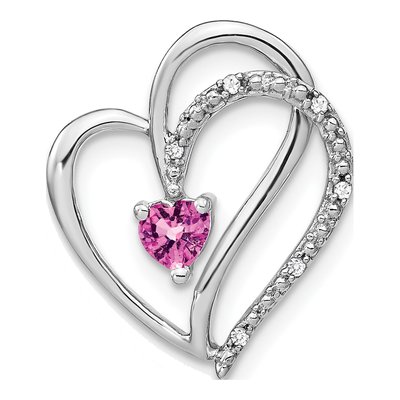 14K White Gold Diamond Heart Slide Pendant