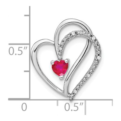 14K White Gold Ruby & Diamond Heart Slide Pendant – view 3