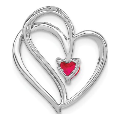 14K White Gold Ruby & Diamond Heart Slide Pendant – view 4