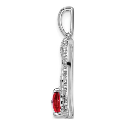 14K White Gold 1/20 ct tw Ruby & Diamond MOM Heart Pendant – view 3