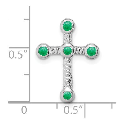 10K White Gold Emerald Cross Slide Pendant – view 3
