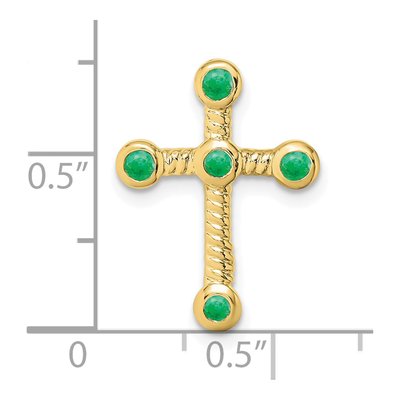 10K Yellow Gold Emerald Cross Slide Pendant – view 3