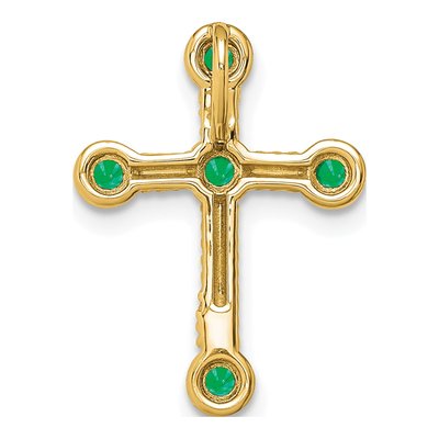 10K Yellow Gold Emerald Cross Slide Pendant – view 4