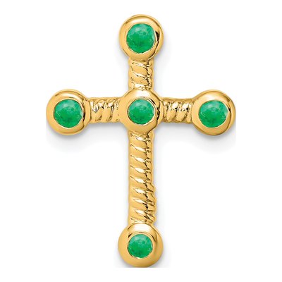 10K Yellow Gold Emerald Cross Slide Pendant