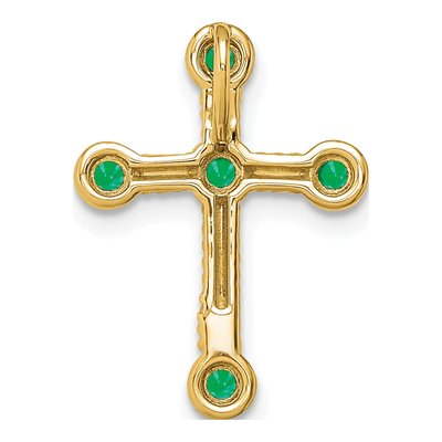 14K Yellow Gold Emerald Natural Cross Slide Pendant – view 4