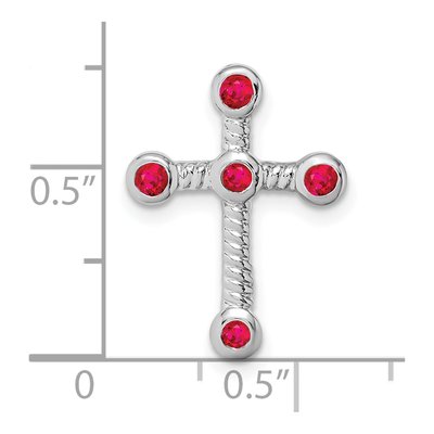 10K White Gold Ruby Cross Slide Pendant – view 2