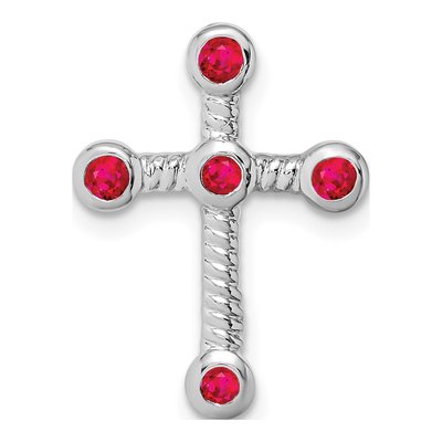 10K White Gold Ruby Cross Slide Pendant
