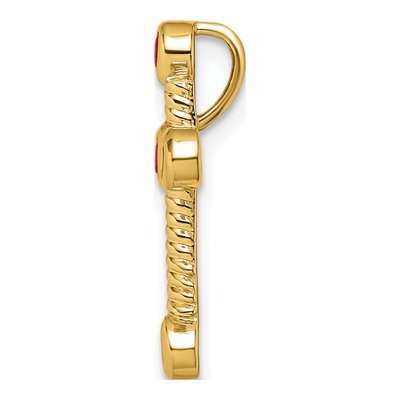 10K Yellow Gold Ruby Cross Slide Pendant – view 2