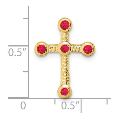 10K Yellow Gold Ruby Cross Slide Pendant – view 3