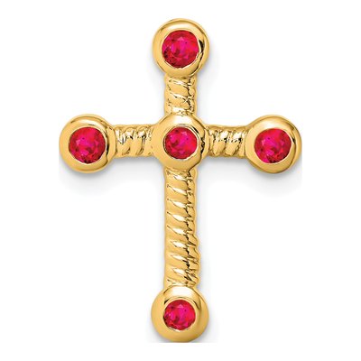 10K Yellow Gold Ruby Cross Slide Pendant