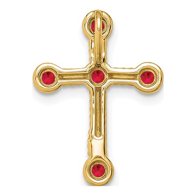 14K Yellow Gold Ruby Cross Slide Pendant – view 5