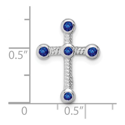 10K White Gold Sapphire Cross Slide Pendant – view 2