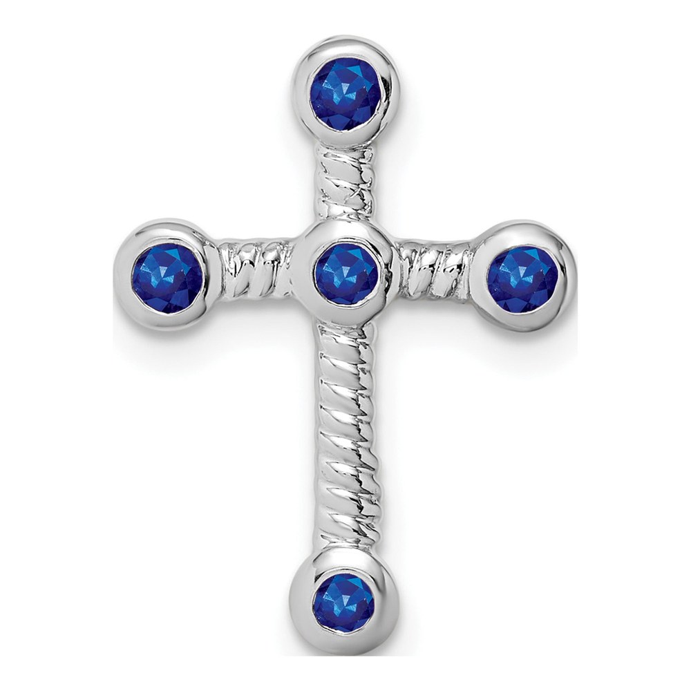 10K White Gold Sapphire Cross Slide Pendant