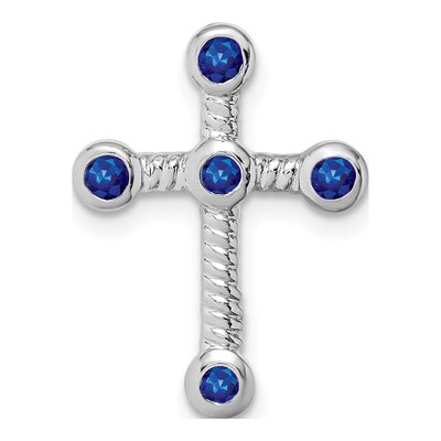 10K White Gold Sapphire Cross Slide Pendant