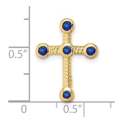 10K Yellow Gold Sapphire Cross Slide Pendant – view 3