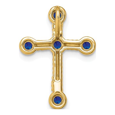 10K Yellow Gold Sapphire Cross Slide Pendant – view 4
